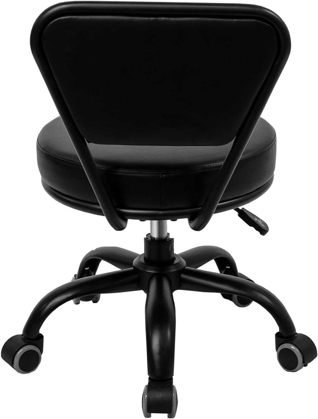 Dayton Asiento con ruedas para garaje (negro mate) neumático, taburete corto con altura ajustable de 13 a 15 pulgadas, perfecto para mecánico de