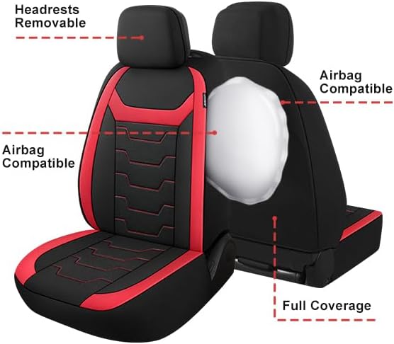 CAROMOP Funda transpirable para asiento de automóvil, 2 asientos delanteros, fundas de asiento de tela de malla de aire 3D para automóviles, ajuste