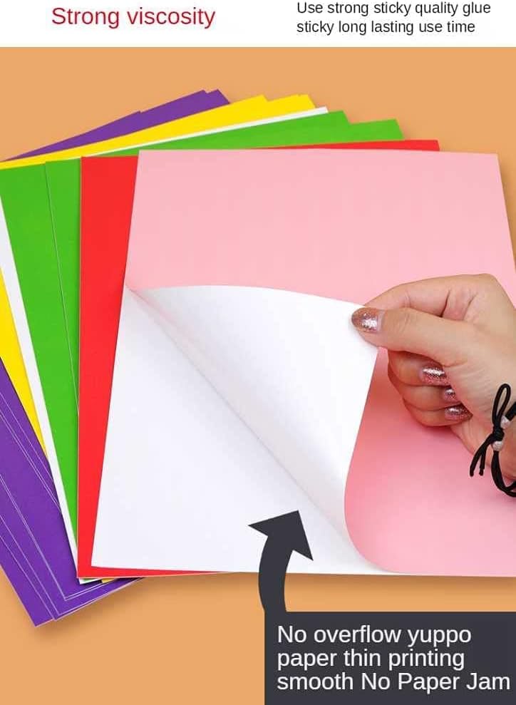 Etiqueta autoadhesiva impermeable PP papel sintético autoadhesivo color autoadhesivo papel de impresión irrompible 10 hojas (mezcla de 5 colores)