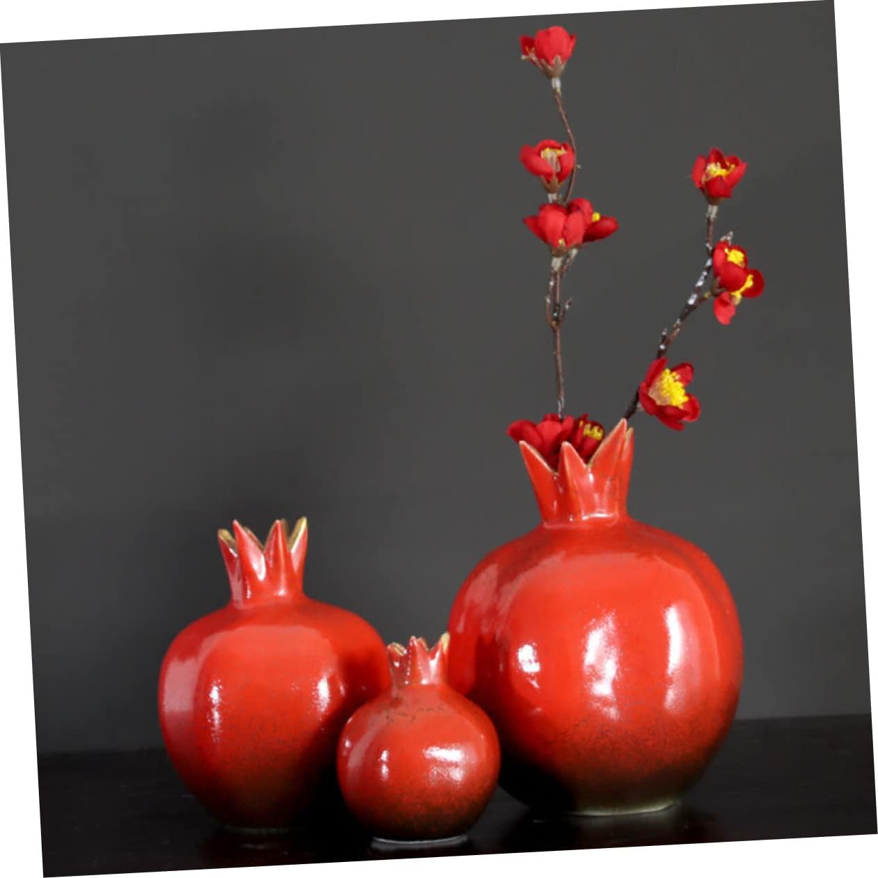 Holibanna Jarrón de granada de simulación para decoración de boda, jarrones de oficina, jarrones Ikebana, florero de flores secas para decoración