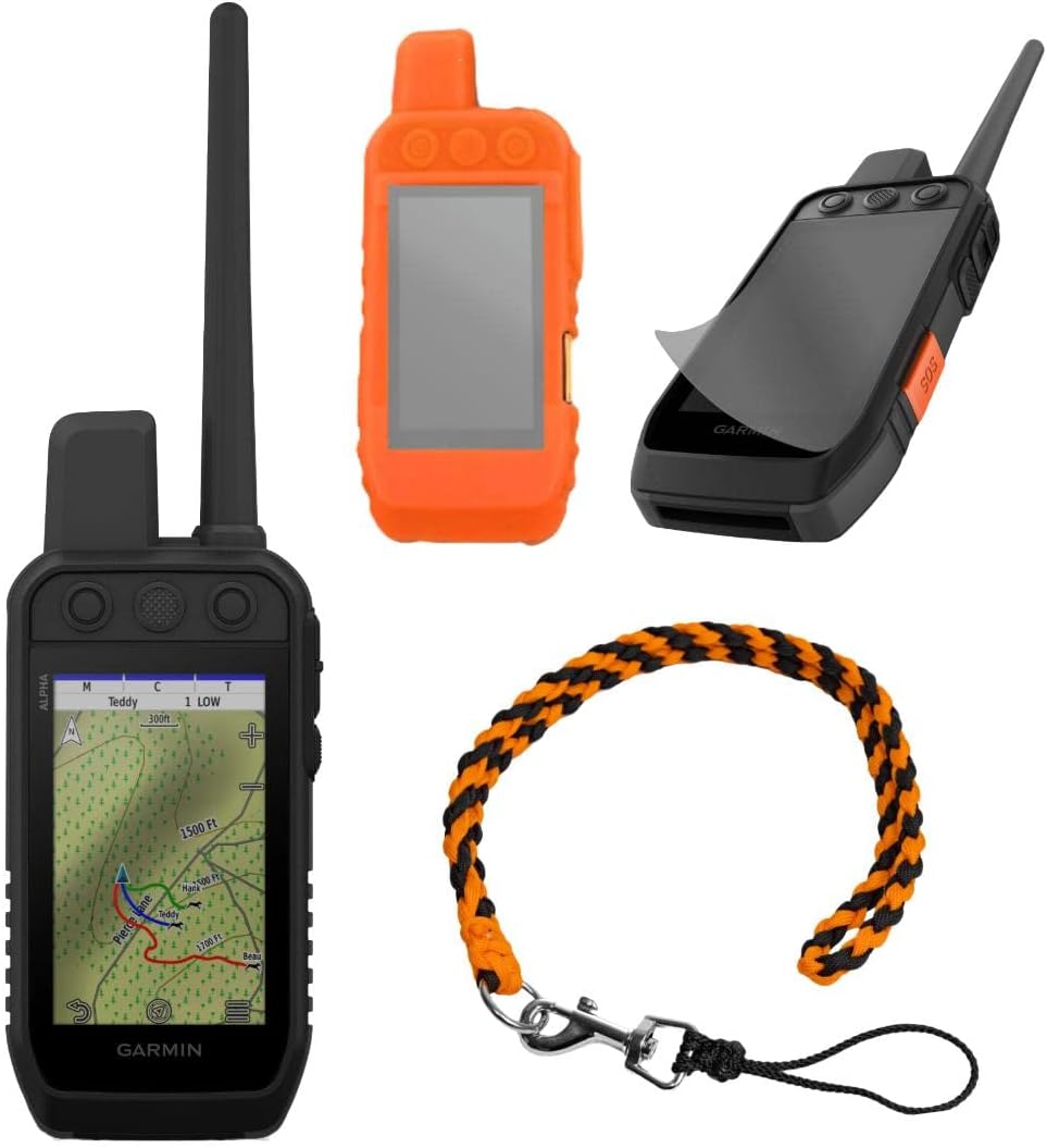 Garmin 300 Handheld Bundle and Save, Garmin 300 portátil con protector de pantalla, funda de goma y cordón (funda de goma amarilla)