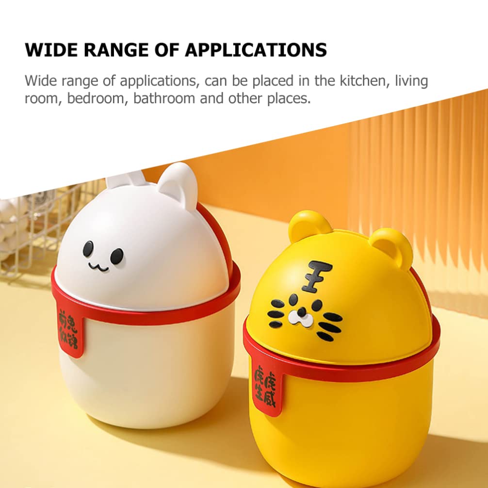 Zerodeko Mini cesta de basura con forma de conejo con forma de animal, cubo de almacenamiento de basura de escritorio, cubo de basura para coche,