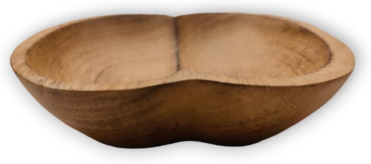 BestySuperStore Bandeja de madera con forma de fruta de manzana marrón de 7 pulgadas de largo, hecha a mano, funcionales, coleccionables, vajilla de