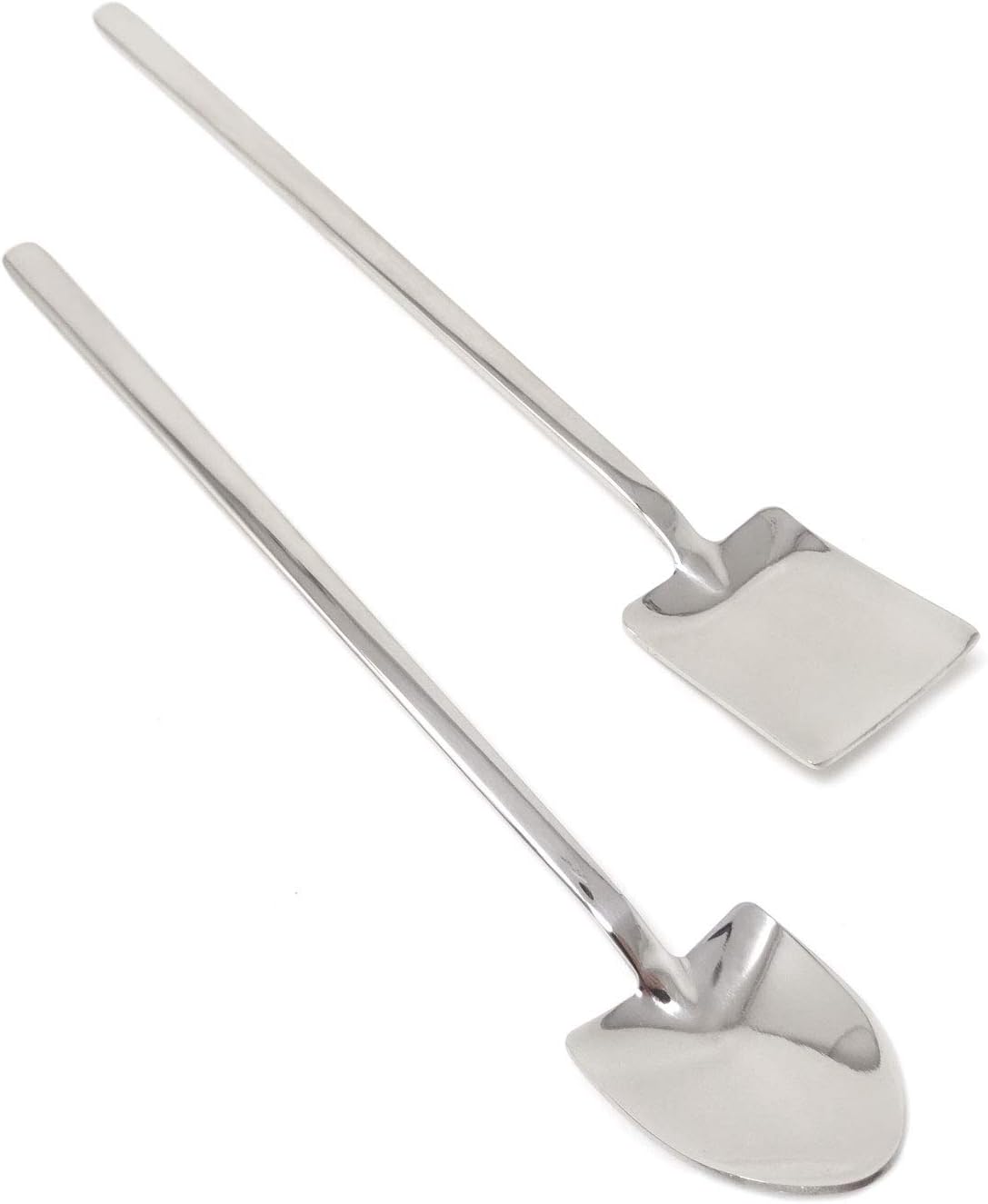 Honbay Juego de 4 cucharas de helado de mango largo de acero inoxidable, cucharas para mezclar y agitar, palas para bar de fiesta en casa (plata)