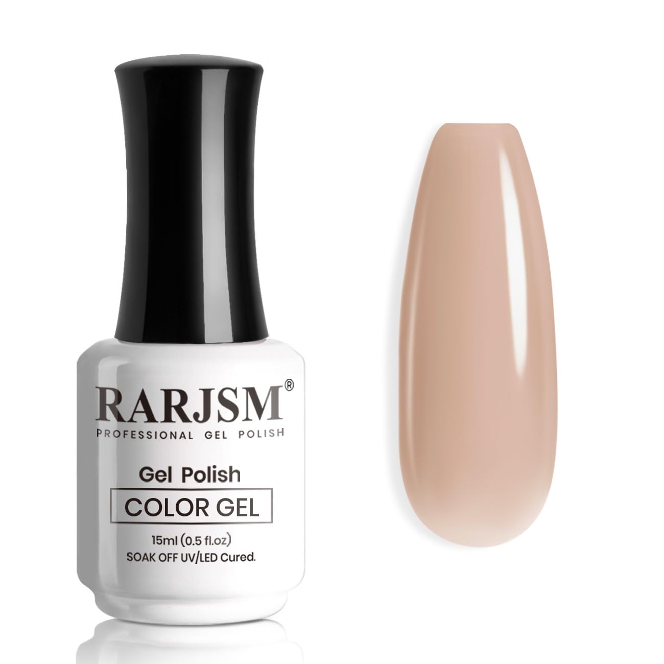RARJSM Esmalte de uñas de gel color nude transparente marrón claro rosa tono de piel neutro, esmalte de uñas en gel transparente gelatina, 0.5 onzas