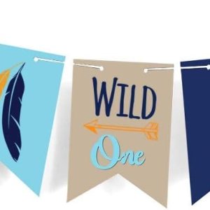 Boston Creative Company Cartel Wild One  One Banner  Cartel para silla de alta  Cartel de plumas  Cartel tribal para baby shower  Decoración de Boston Creative Company Cartel Wild One  One Banner  Cartel para silla de alta  Cartel de plumas  Cartel tribal para baby shower  Decoración de