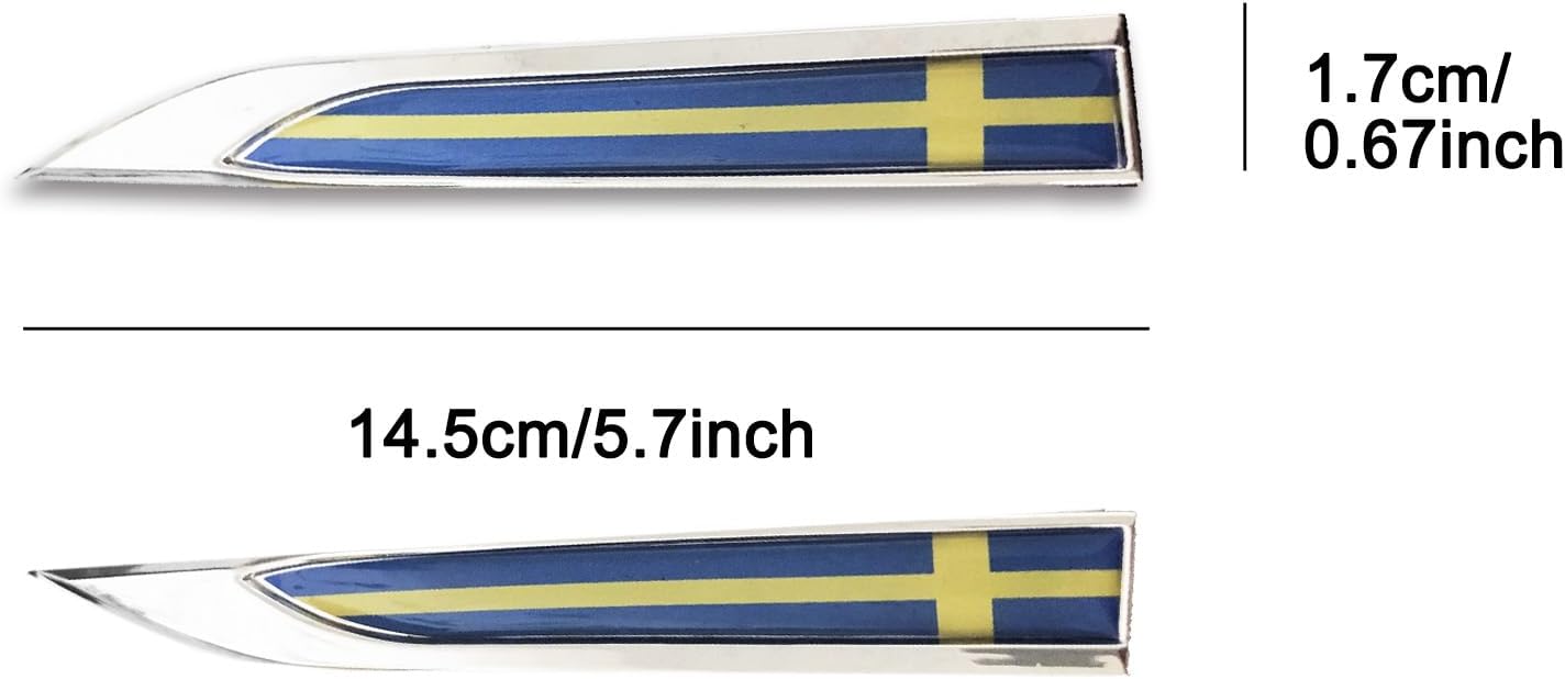 1 par de calcomanías de coche con bandera sueca de Suecia para coche, lado izquierdo y derecho, calcomanía de metal para SAAB