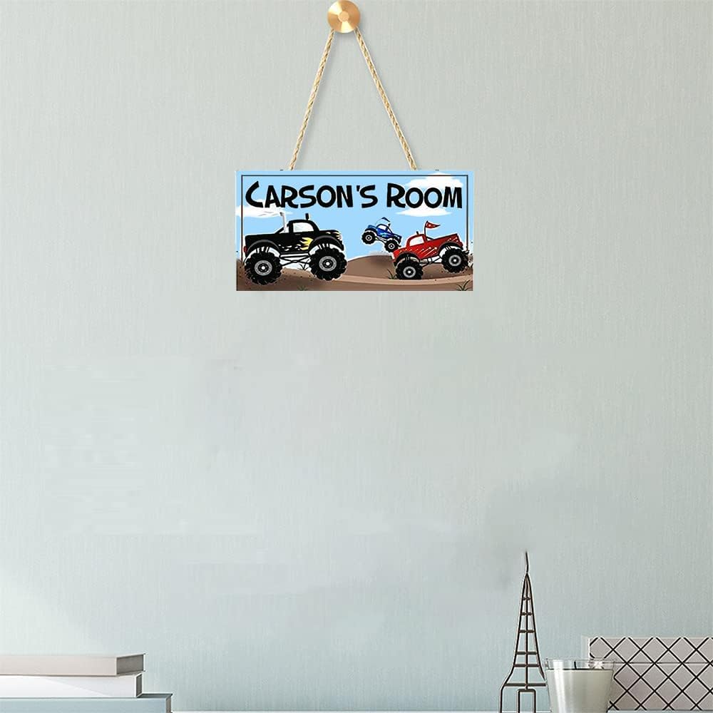 Letrero de puerta de bebé para cuarto de bebé, letrero personalizado para puerta de camiones monstruos, letrero personalizado para habitación de