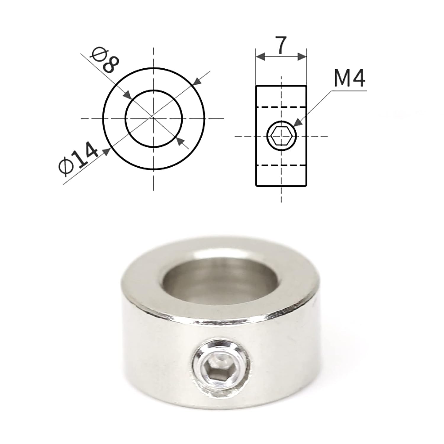 Anillo de bloqueo de tornillo de plomo T8, 10 piezas de collar de bloqueo de eje de 0.315in, columna de aislamiento de bloque de bloqueo de bloqueo