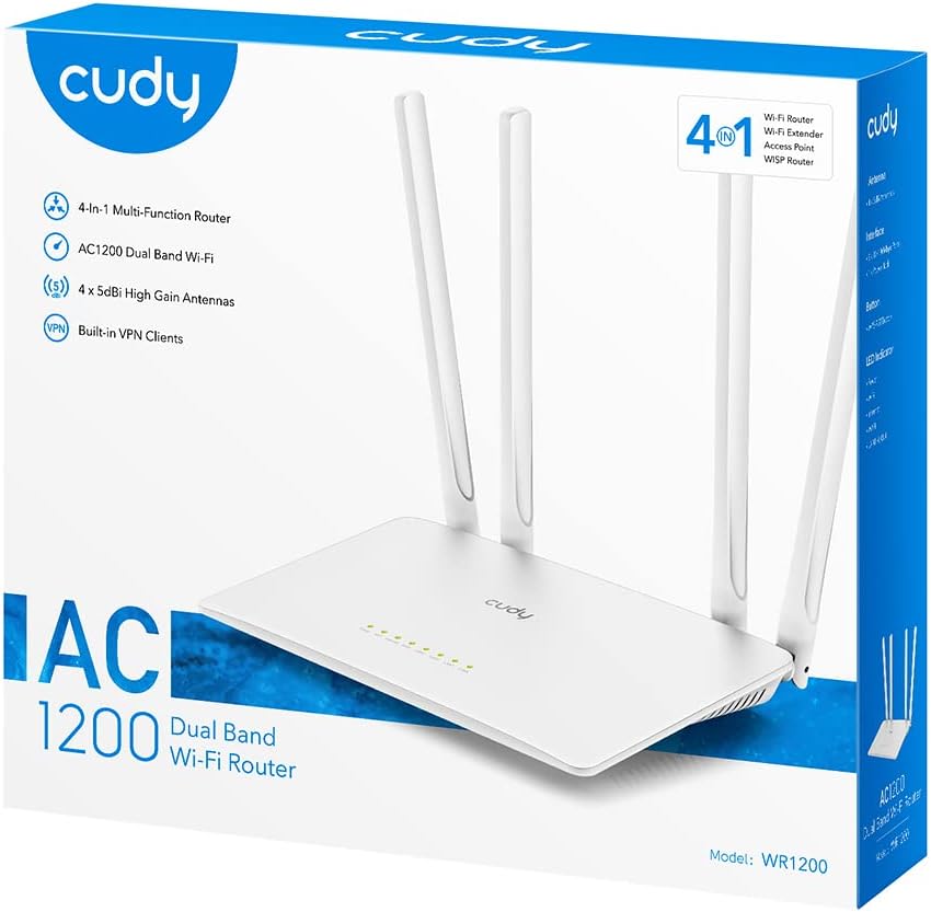 Cudy Router WiFi inteligente AC1200, extensor WiFi, punto de acceso inalámbrico, WISP, enrutador de Internet inalámbrico de doble banda de 5 GHz,