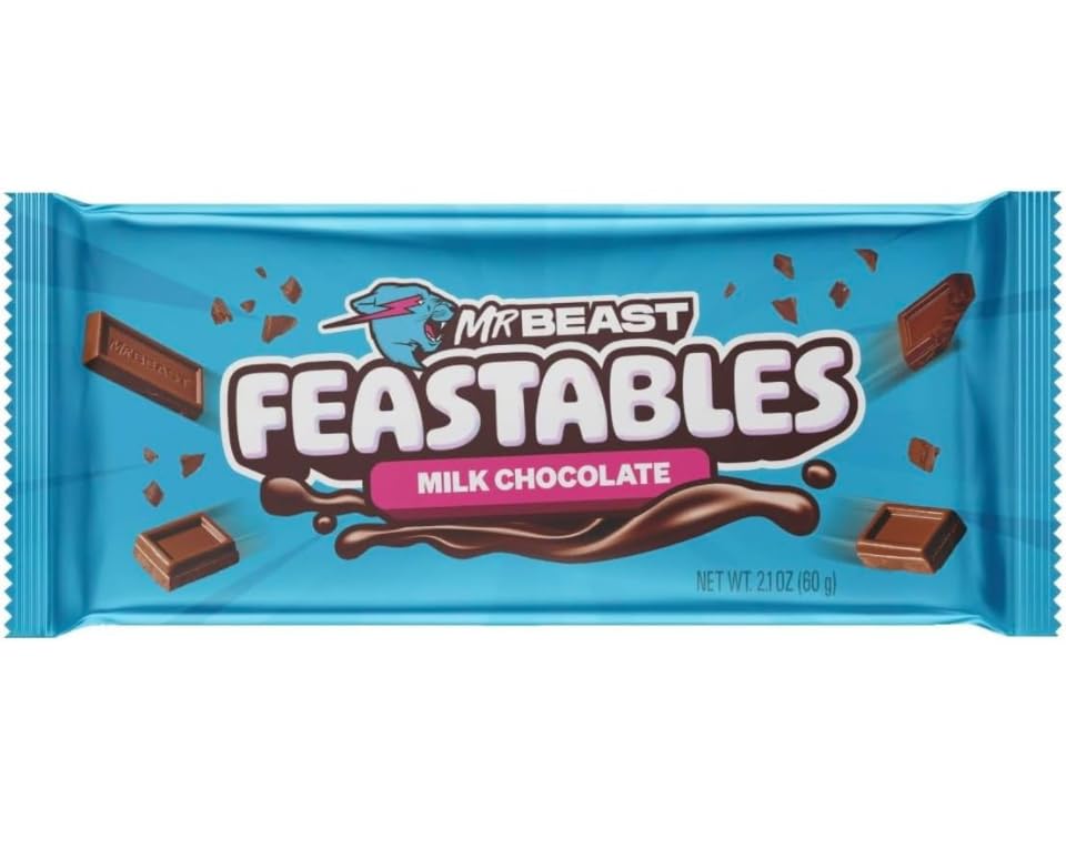 Feastables Beast Bar – Paquete de chocolate con leche, mantequilla de maní de chocolate con leche, crujiente de leche, barras de bestia de chocolate