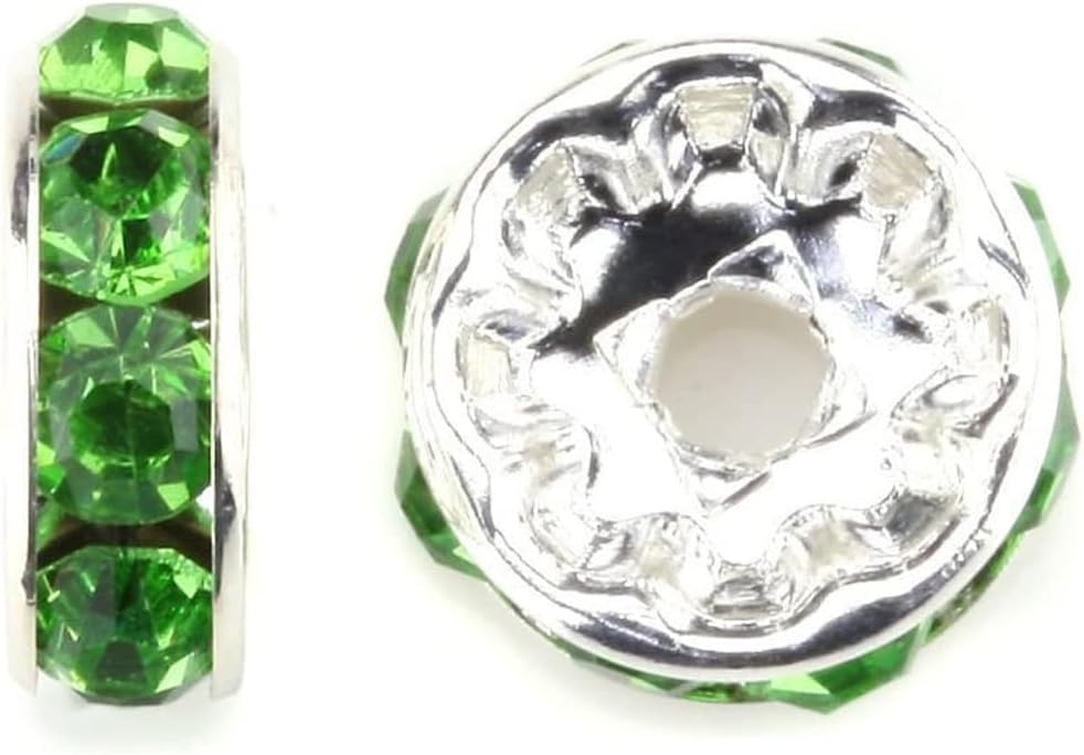 HAAMIIQII 100 cuentas espaciadoras Rondelle de 0.157 pulgadas chapadas en plata, diamantes de imitación de cristal checo para hacer joyas, cuentas