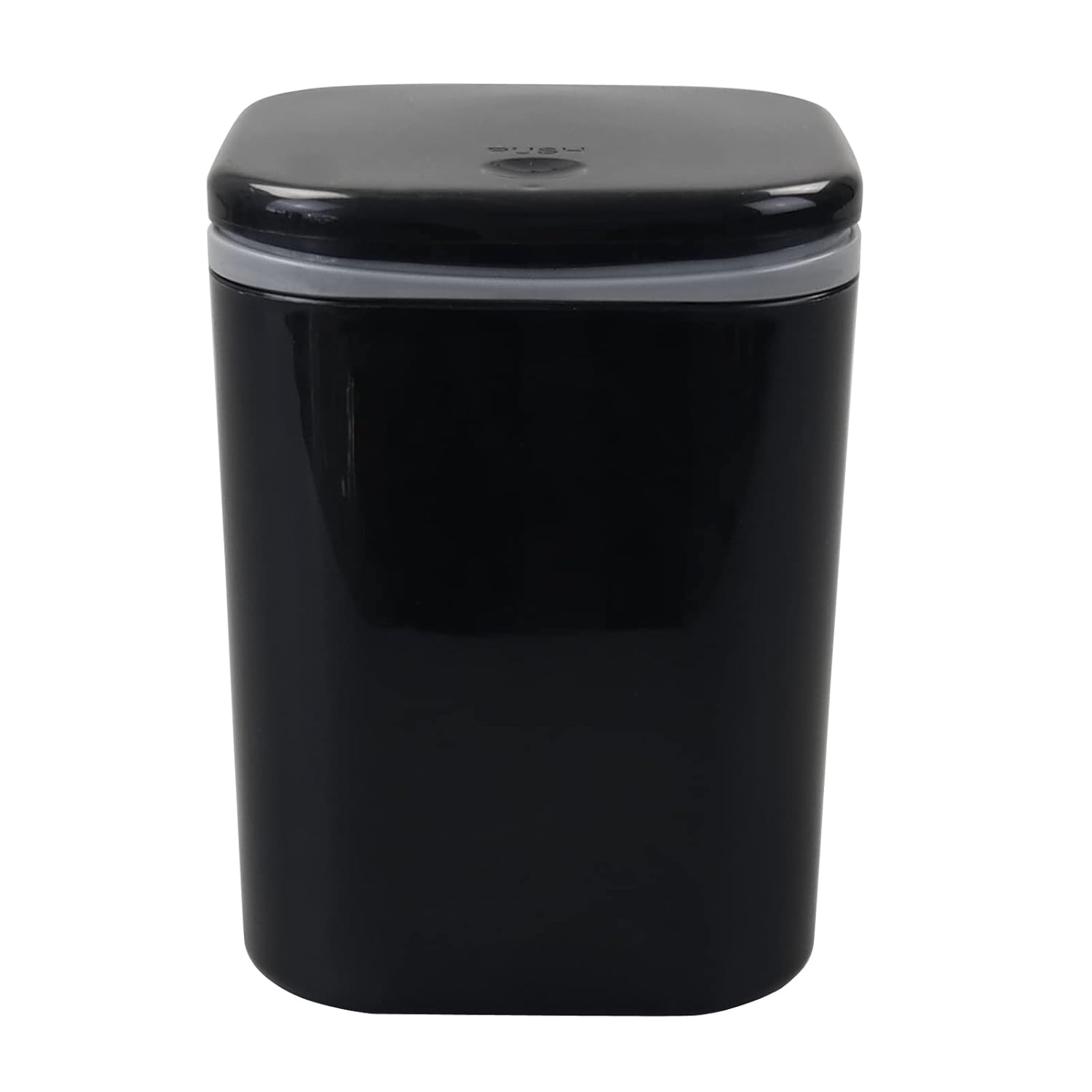 Bringer Basurero de escritorio de 2 L, bote de basura pequeño de plástico de 0.5 galones con tapa, color negro