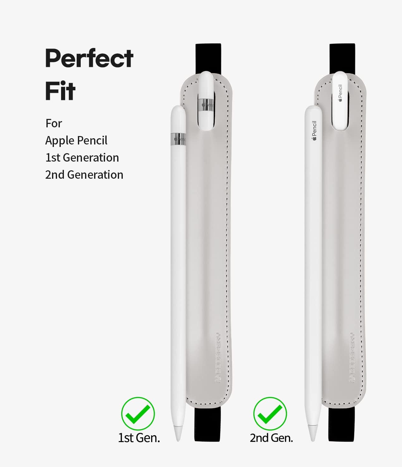 Goospery Soporte para lápices compatible con Apple Pencil (1 y 2 generación) Funda de piel sintética, accesorios de bolsillo, banda elástica para