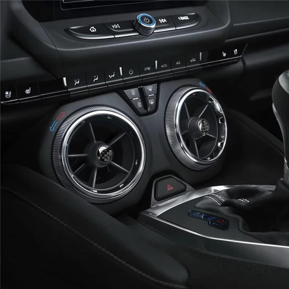 Calcomanía de fibra de carbono para perilla de ventilación de aire acondicionado, cubierta interior para Chevrolet Camaro 2016 2017 2018 2019 2020
