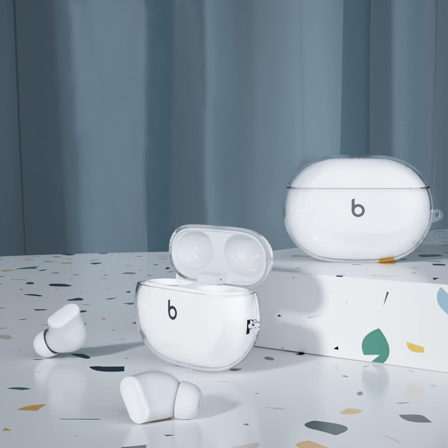 LiZHi Compatible con Beats Studio Buds + funda transparente, funda protectora diseñada de TPU suave transparente a prueba de golpes, accesorios