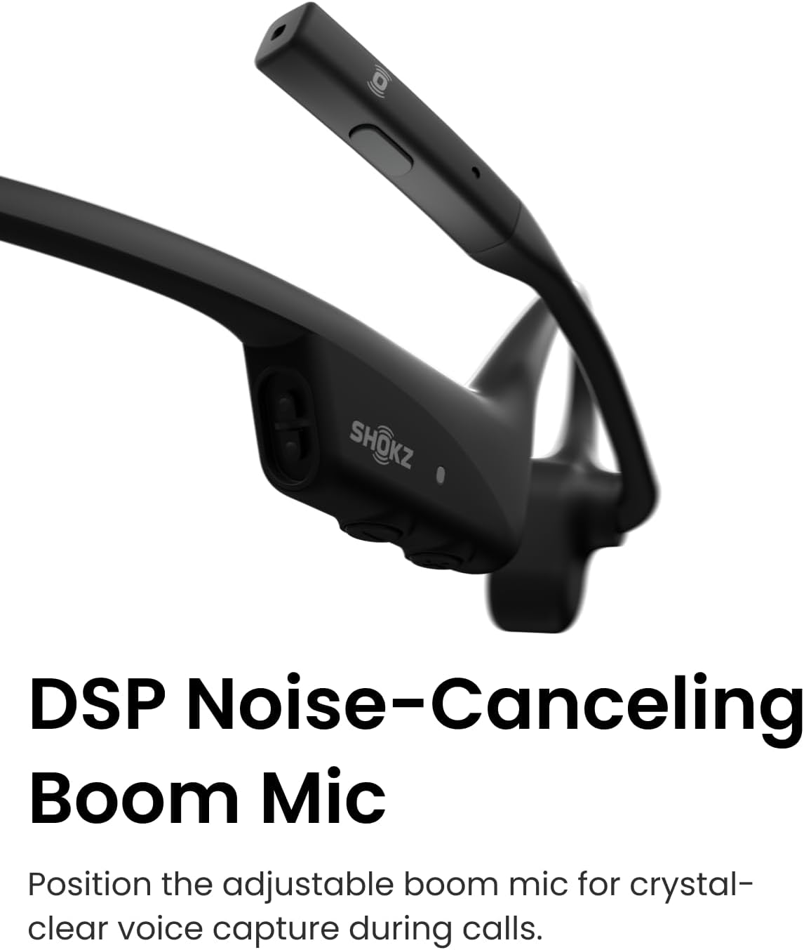 SHOKZ OpenComm2 Auriculares de conducción ósea de oído abierto, auriculares inalámbricos Bluetooth para computadora con micrófono de cancelación de