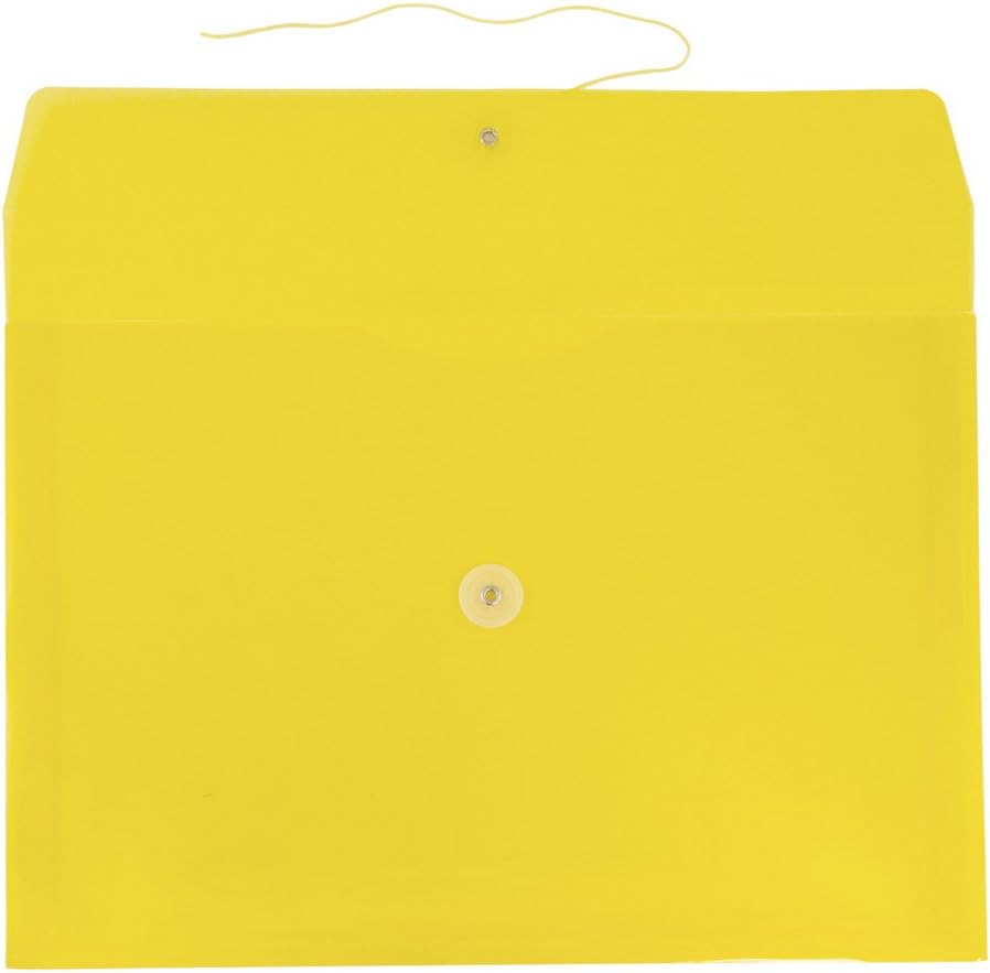 Fundas de plástico con cierre de botón y cordel para guardar documentos (12 fundas de tamaño carta), de JAM Paper, Amarillo