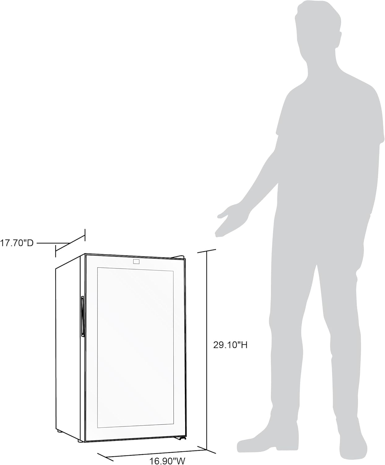 Shadow Series – Refrigerador de vino de 24 botellas, refrigerador de vino con espejo independiente con puerta de vidrio templado de doble capa y