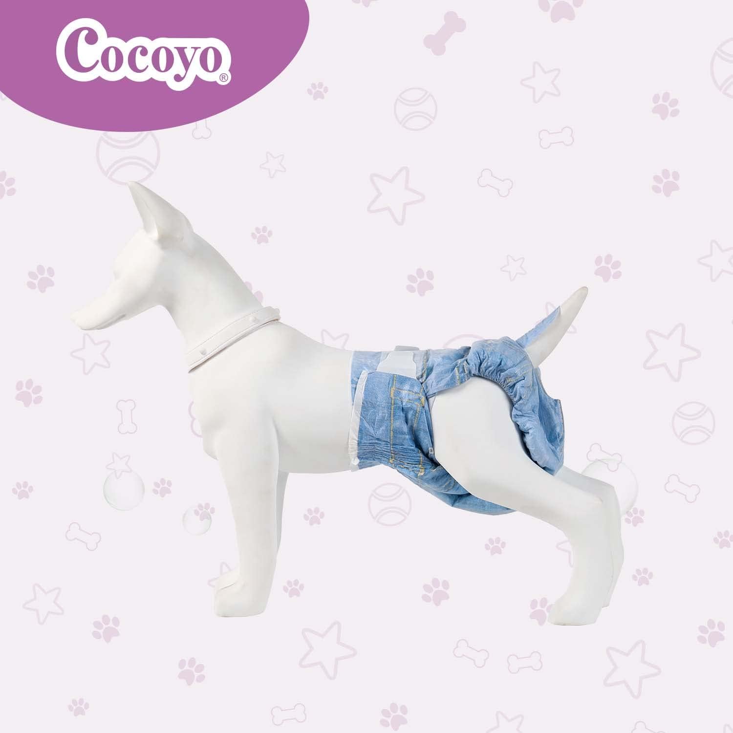 COCOYO Pañales desechables para perras, pañales para perras, pañales para cachorros, súper absorbentes, transpirables, indicador de humedad (L, 60)