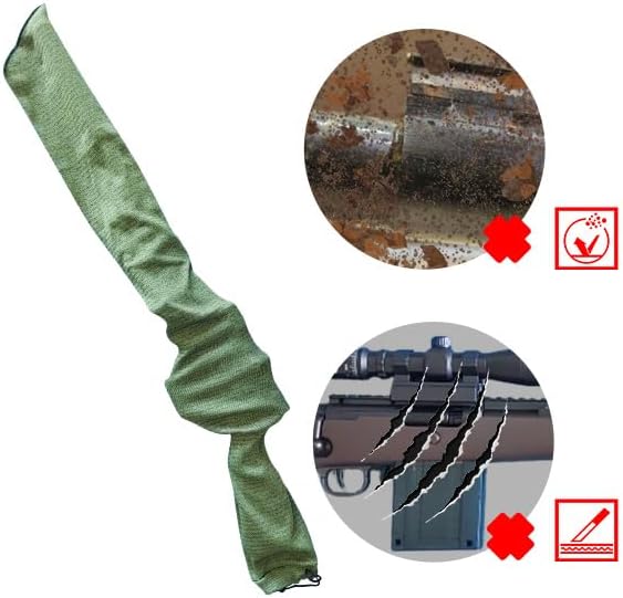 Thick Gun Socks, Elastic Stretch Gun Sock for Guns with Scopes, Wide Gun Sock Covers for Shotguns, Rifles, Shotguns, 52″x4″ Silicone Treated and
