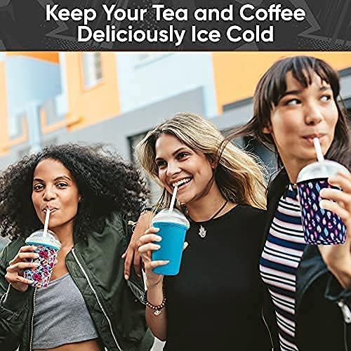 Baxendale – Fundas de café helado para bebidas frías, paquete de 3 fundas reutilizables de neopreno para taza de café helado para bebidas frías,