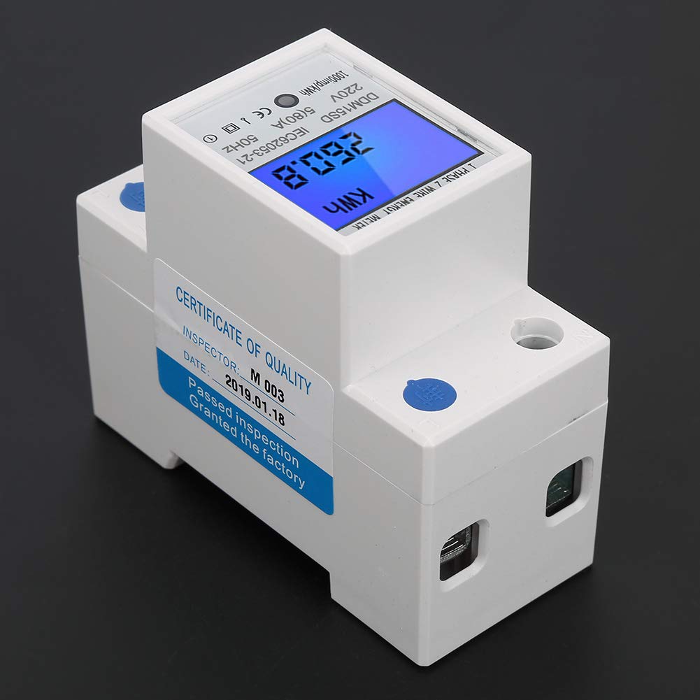 Medidor electrónico KWh, medidor de energía DDM15SD de 5-80A, medidor de energía monofásico, instalación de riel DIN de 1.378in,