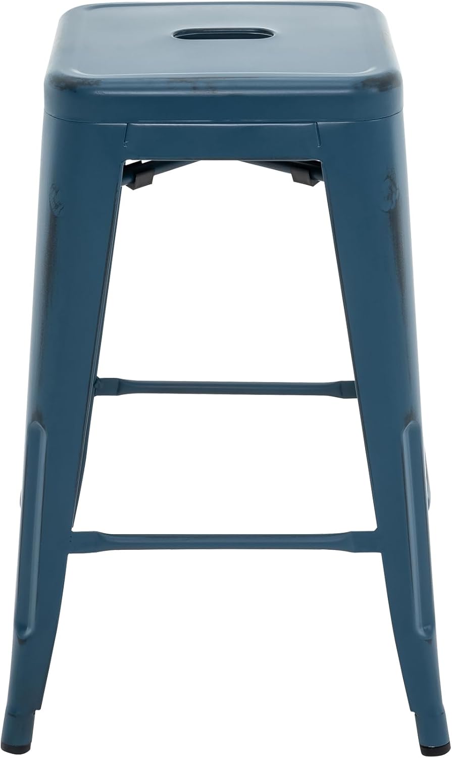 Vogue Furniture Direct Taburetes de bar de metal de 24 pulgadas, taburetes de bar de altura de mostrador, taburetes apilables para interiores y