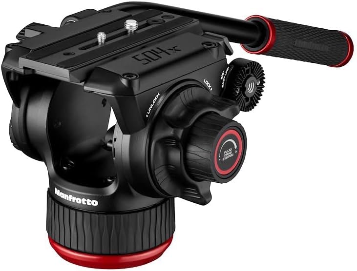 Manfrotto Cabezal de video fluido 504X con trípode doble, kit con trípode de aluminio y cabezal de video, pierna doble con esparcidor de tierra,