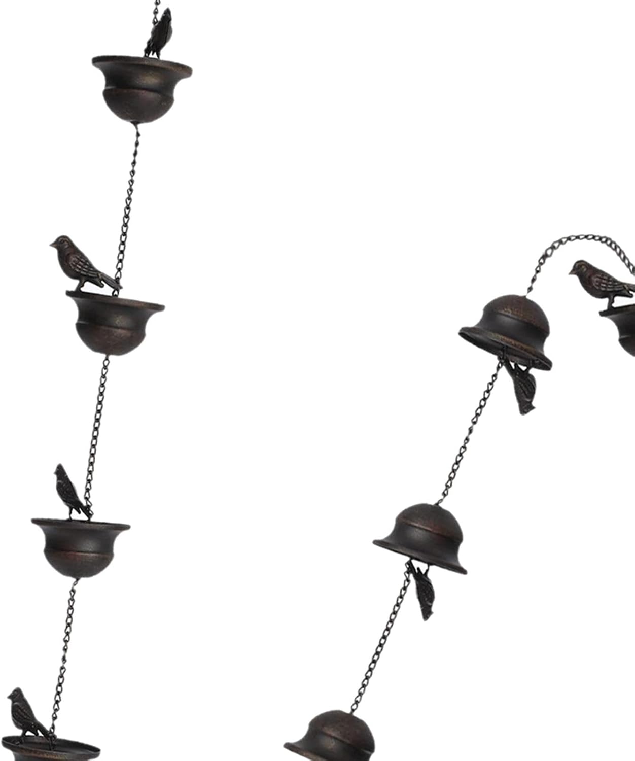 KLKCMS Cadenas de lluvia de pájaros para canaletas de repuesto, copas de vertido, copas decorativas para colector de lluvia, cadena de lluvia de