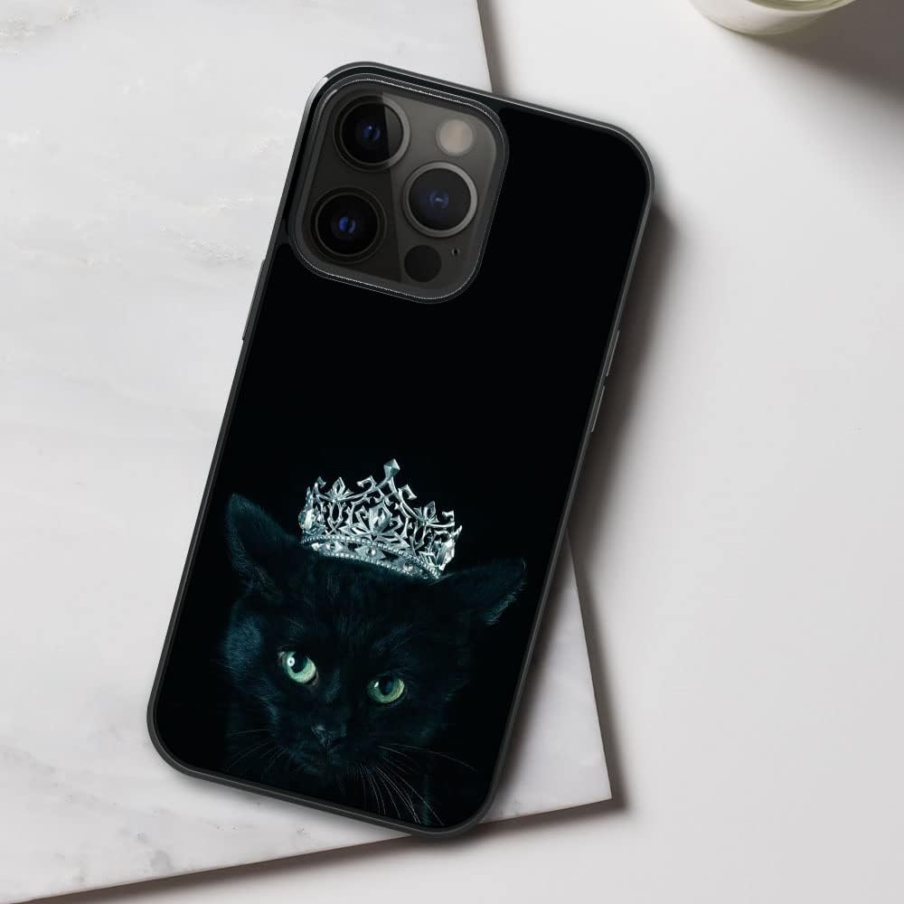ZHEGAILIAN Funda compatible con iPhone 15 Pro Max, fundas Black Cat Queen compatibles con iPhone 15 Pro Max para niñas, funda de diseño de patrón