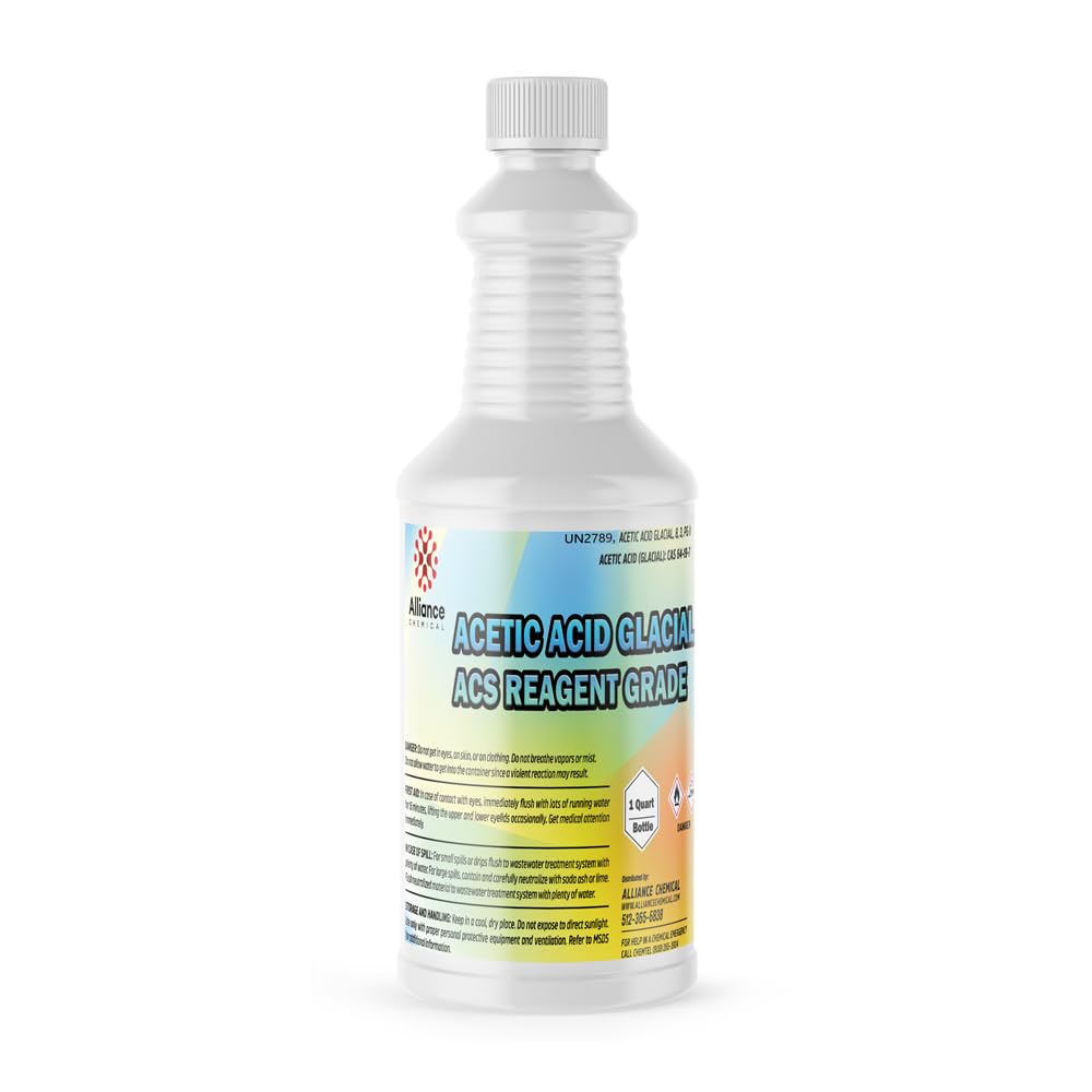 Ácido acético glacial 99% grado ACS – 1 cuarto de galón – Análisis de laboratorio – Procesamiento textil – Desarrollo fotográfico