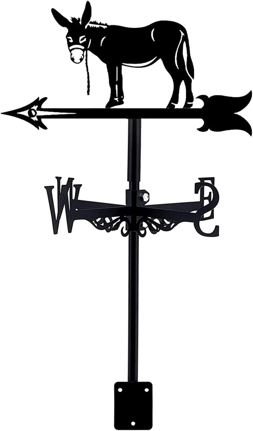 Exquisito adorno de metal para veleta meteorológica, estilo europeo, burro forjado, veleta de hierro, decoración de techo, kit indicador de