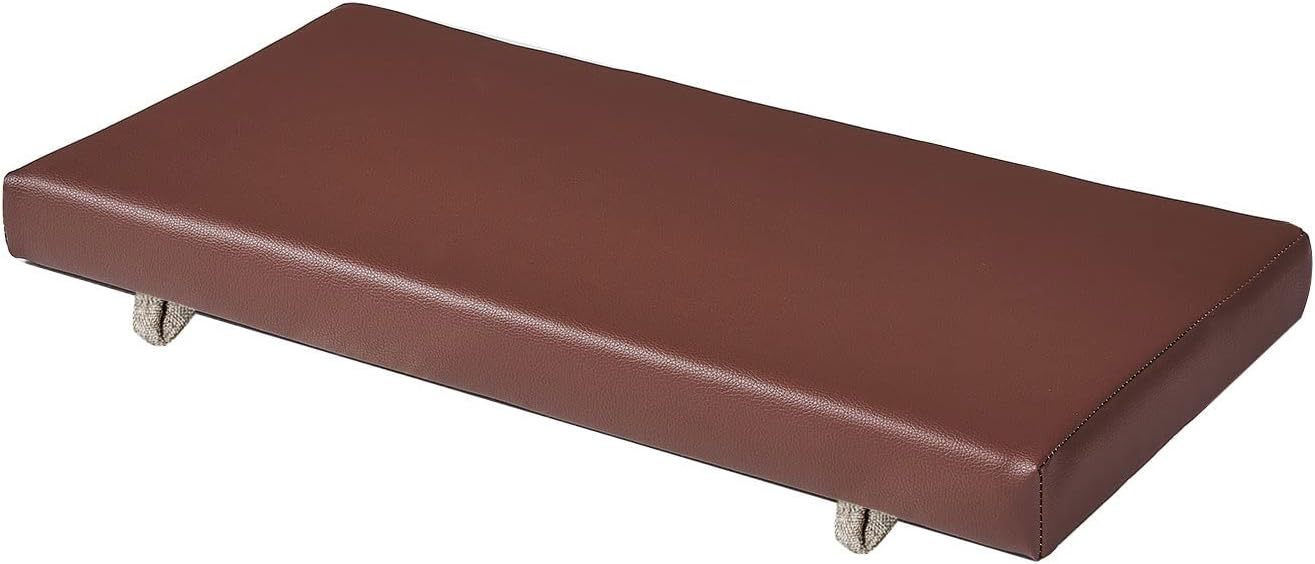 Cojines de banco de piano con piel sintética impermeable para almacenamiento de zapatos, almohadilla de banco de 14 x 30 pulgadas, color marrón