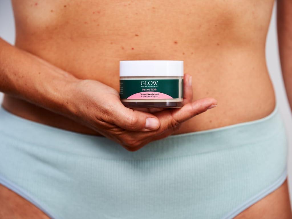 Glow Botanica Period SOS – Suministro de 1 mes – Crema de ñame silvestre para aliviar los síntomas del síntoma del síndrome premenstrual –