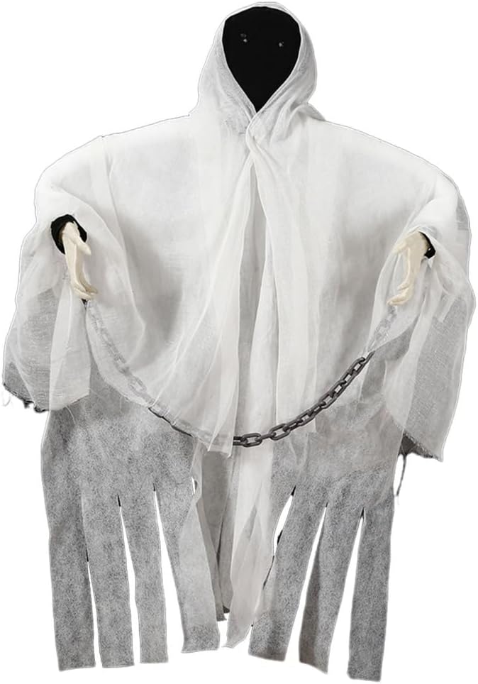 Fantasma colgante de miedo sin rostro, fantasma sin rostro, bata de terror blanca, accesorios de diseño de escena de Halloween, espeluznante