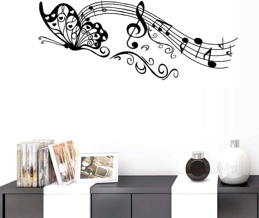 BIBITIME Vinilo adhesivo de vinilo con notas musicales para pared, borde para sala de estar, dormitorio, ventana, guardería, habitación de los