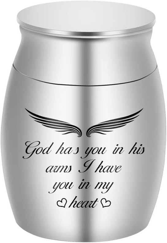 Urnas pequeñas de recuerdo para cenizas, mini urnas de cremación para cenizas, soporte de cenizas conmemorativas de acero inoxidable, Dios te tiene