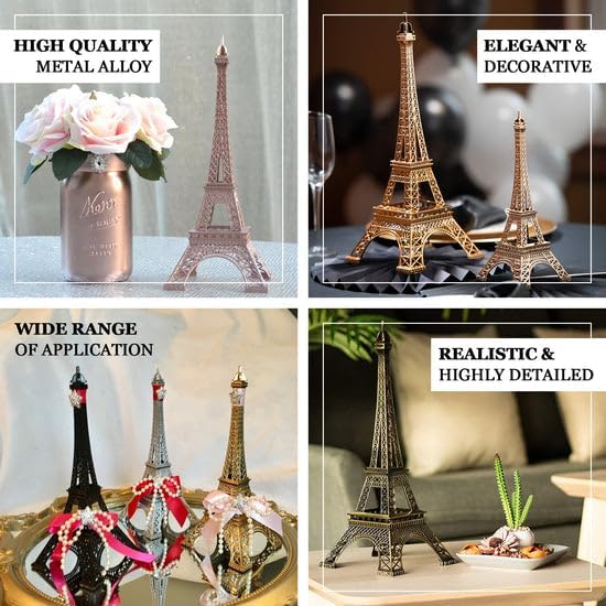 Efavormart 10 pulgadas  Oro  Centro de mesa de la Torre Eiffel  Decoración para pastel de la Torre Eiffel  Figura decorativa