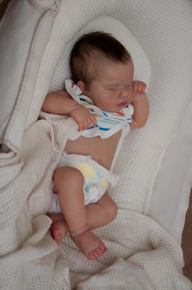 RXDOLL Muñeca de bebé recién nacido durmiendo de 20 pulgadas, de vinilo suave, de silicona, cuerpo completo, muñecas de bebé realistas que se ven