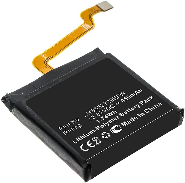 Synergy Digital Batería de reloj inteligente, compatible con Huawei Watch 3 Smartwatch, (Li-Pol, 3.87 V, 450 mAh), ultra alta capacidad, repuesto