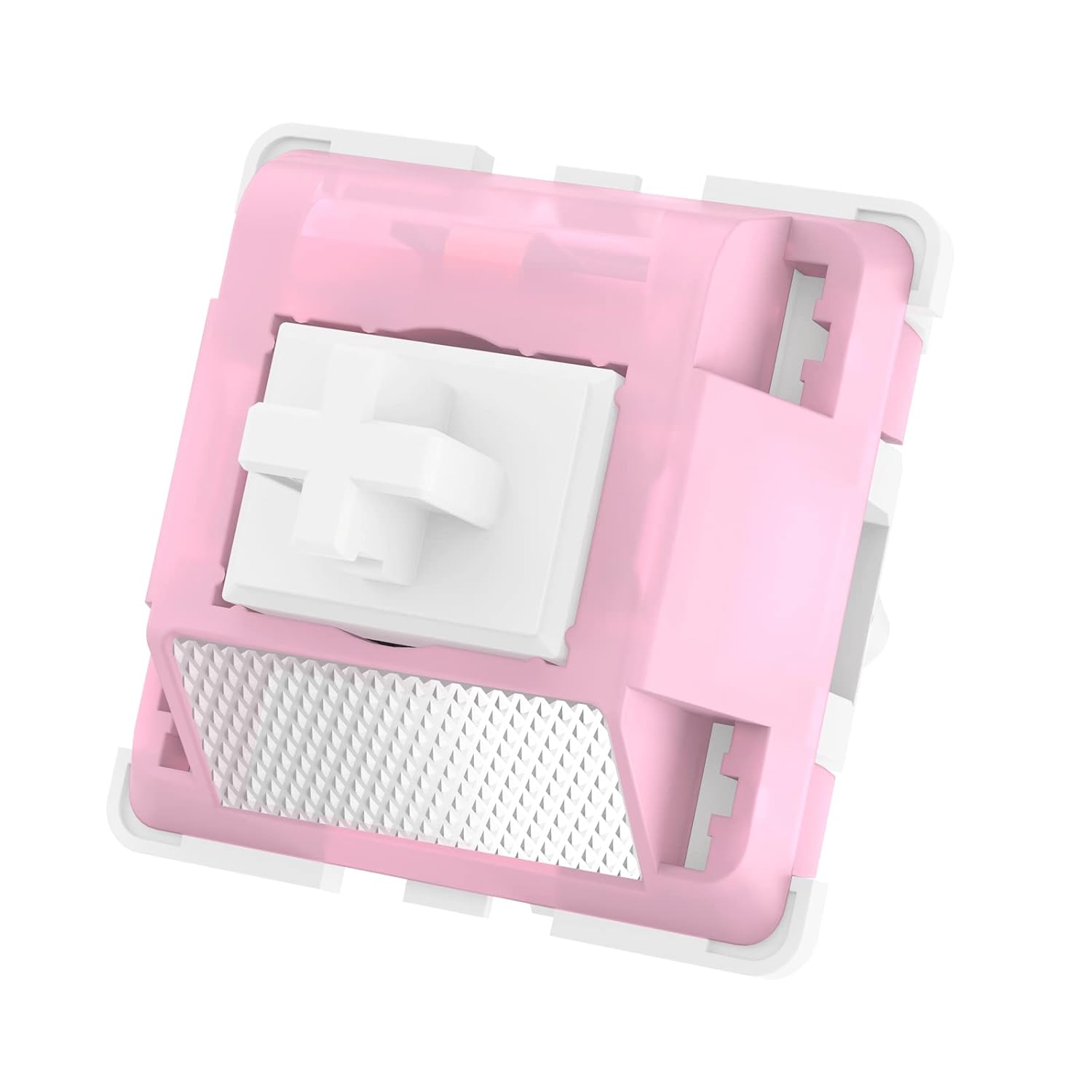 ZugGear DUROCK – Interruptores de loto blanco, DUROCK – Interruptor de teclado táctil ligero de 1.98 oz con poste largo, chapado en oro, PC
