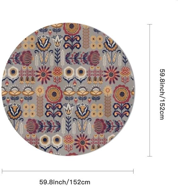 Mantel redondo de mandala bohemio de 60 pulgadas, colorido indio, bohemio, arte rústico, moderno, impermeable, reutilizable, para picnic, fiesta,