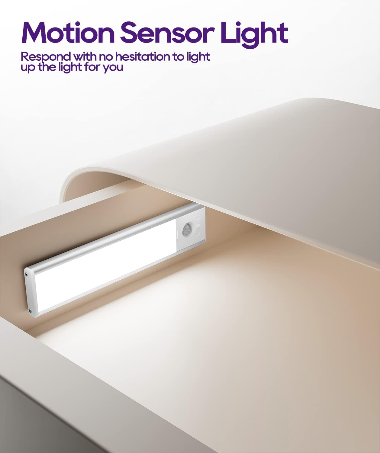 Auxoda Luces de armario, luces para dormitorio, 7000 K inalámbricas USB recargables debajo del mostrador, 2200 mAh iluminación debajo del gabinete,