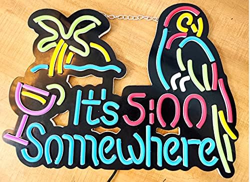 It’s 500 Some Where Parrot 17in*13in LED tira de luz de neón para bar de cerveza pub garaje habitación