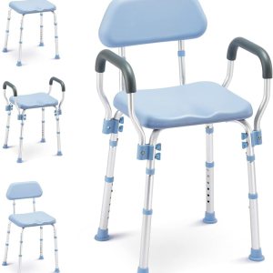 OasisSpace Silla de ducha acolchada con respaldo, silla de baño sin herramientas para ducha interior, silla de baño antideslizante para personas OasisSpace Silla de ducha acolchada con respaldo, silla de baño sin herramientas para ducha interior, silla de baño antideslizante para personas