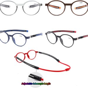 G&Y-1 Gafas de lectura magnéticas ajustables para colgar en el cuello, para mujeres y hombres, 100% protección UV, marco completo G&Y-1 Gafas de lectura magnéticas ajustables para colgar en el cuello, para mujeres y hombres, 100% protección UV, marco completo