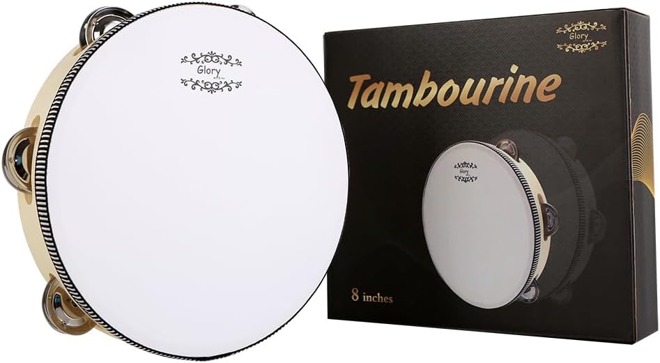 Glory – Tambor de mano de 8 pulgadas, timbre de metal de abedul de percusión, instrumento educativo musical para juegos de fiesta de KTV (8 pulgadas)