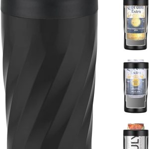 Enfriador de latas de cerveza delgado 4 en 1 para todas las latas de 12 onzas, aislante de latas de acero inoxidable de doble pared que mantiene 8 Enfriador de latas de cerveza delgado 4 en 1 para todas las latas de 12 onzas, aislante de latas de acero inoxidable de doble pared que mantiene 8