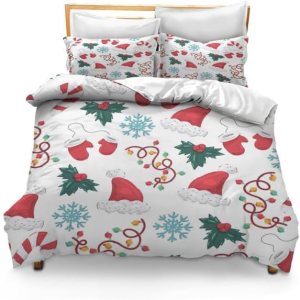 Bidesign Juego de funda de edredón con temática navideña para cama individual (1 funda de edredón + 2 fundas de almohada) Bidesign Juego de funda de edredón con temática navideña para cama individual (1 funda de edredón + 2 fundas de almohada)